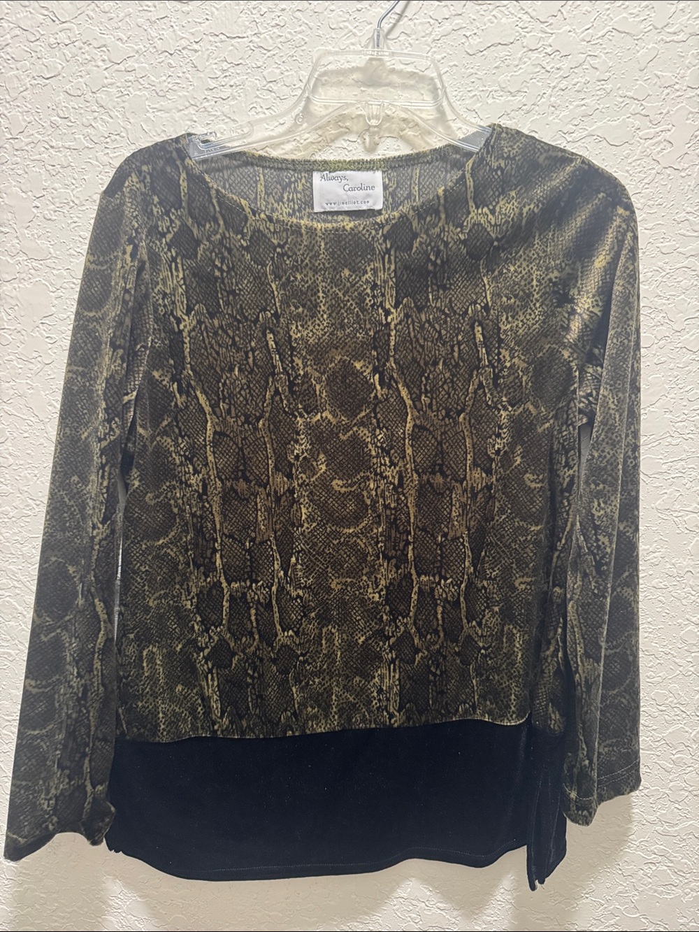 Always Caroline Olive Snake Print Long Sleeve Top